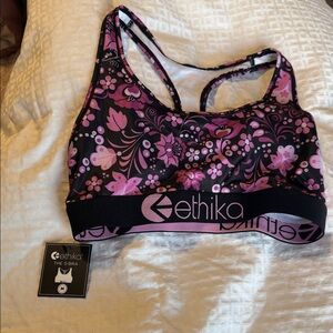 Ethika Pink and Black Floral Bra